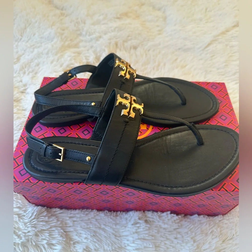 Tory Burch Everly Black Sandals Size: 10.5 - Picture 2 of 10
